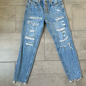 We The Free, size 24 high-waisted blue jeans. Barely worn.